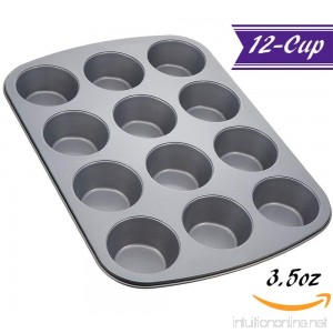 12-Cup Muffin Pan / Cupcake Pan by Tezzorio 14 x 11-Inch Nonstick Carbon Steel Muffin Mold Pan Cupcake Baking Pans / Muffin Trays Professional Bakeware - B079QD9B9P